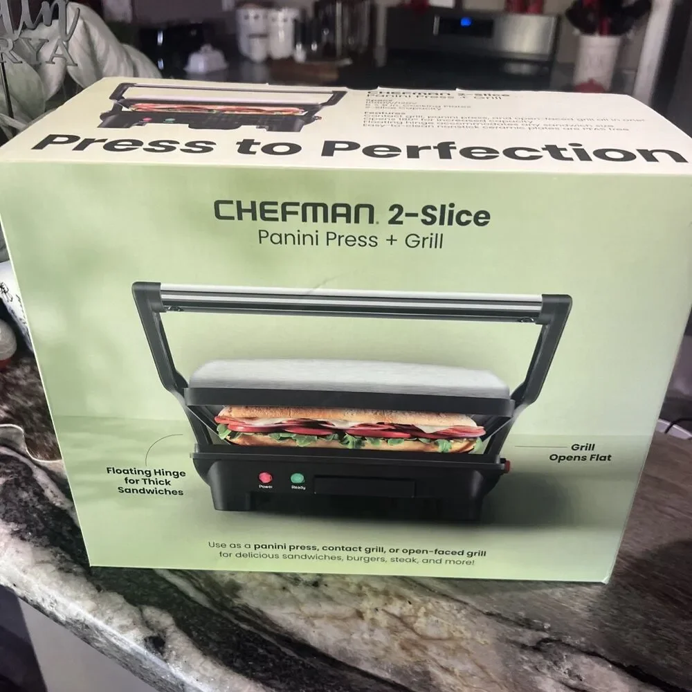Electric Panini Press Grill and Gourmet Sandwich Maker w/ Non-Stick Coated Pl...